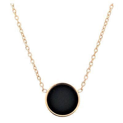 Collana girocollo in oro rosa con pietra di luna nera