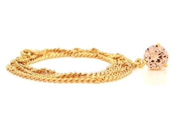 Collier Et Boucles D'Oreilles En Or Jaune Champagne Gemme Ronde 2