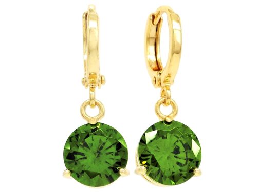 Green Gem Gold Earrings