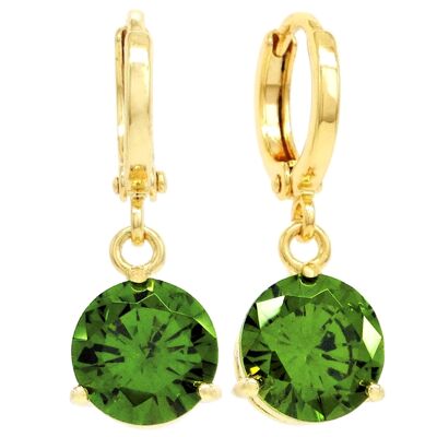 Green Gem Gold Earrings