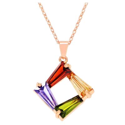 Rose Gold Tapered Baguette Gems Necklace