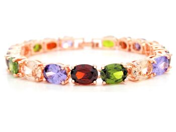 Bracelet de pierres précieuses ovales de différentes couleurs en or rose 1
