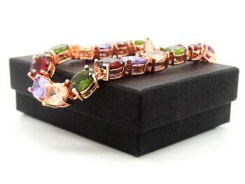 Bracelet de pierres précieuses ovales de différentes couleurs en or rose 5