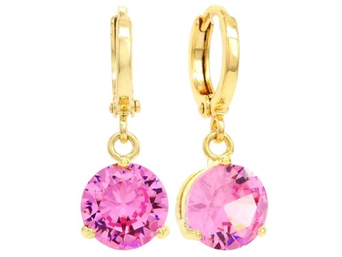 Pink Gem Gold Earrings