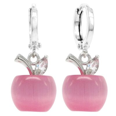 Boucles d'oreilles créoles pomme rose