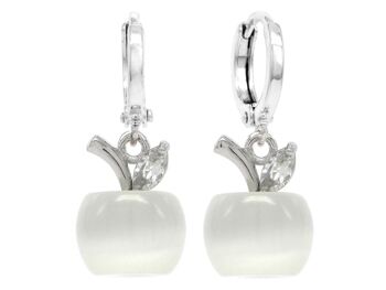 Boucles D'oreilles Créoles Pomme Blanche 1