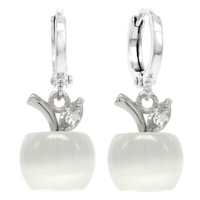 White Apple Hoop Earrings