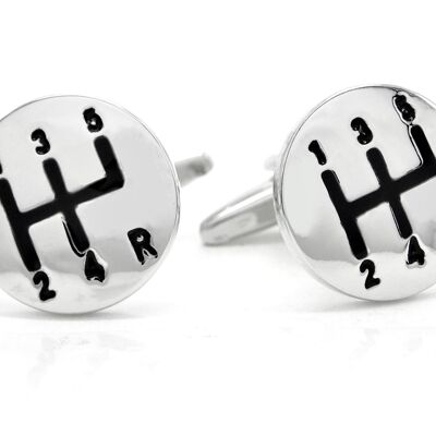 Sterling Silver Gear Stick Cufflinks