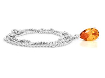 Collier Et Boucles D'Oreilles En Or Blanc Citrine Poire Gemme 2