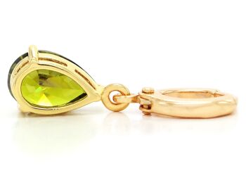 Collier Et Boucles D'oreilles Or Jaune Poire Verte Gemme 3