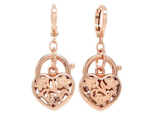 Decorated Rose Gold Heart Earrings