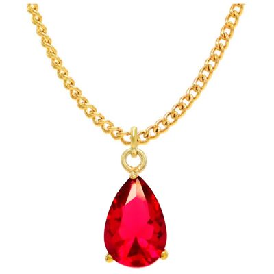 Rote Regentropfen-Edelstein-Gold-Halskette