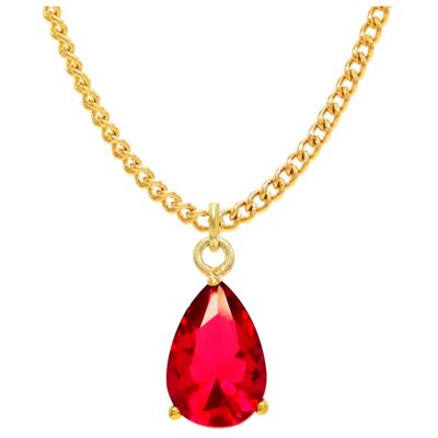 Red Raindrop Gem Gold Necklace