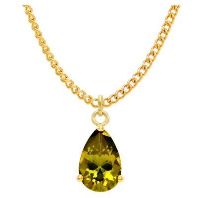 Green Raindrop Gem Gold Necklace