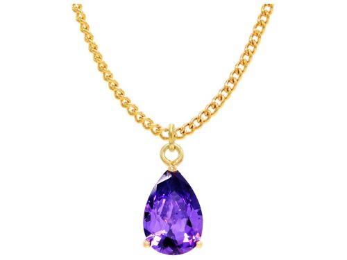 Purple Raindrop Gold Necklace