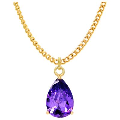 Purple Raindrop Gold Necklace