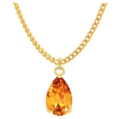 Collier en or goutte de pluie citrine