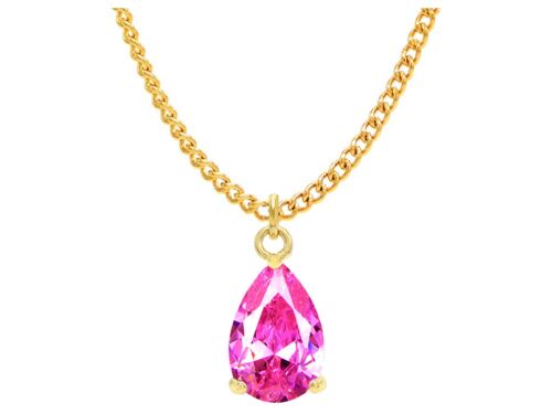 Pink Raindrop Yellow Gold Necklace