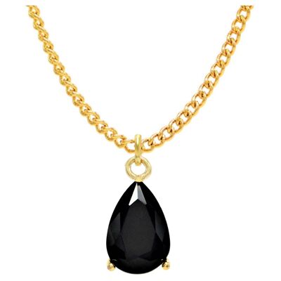 Collier Pierre de Lune Noir Goutte de Pluie Or Jaune