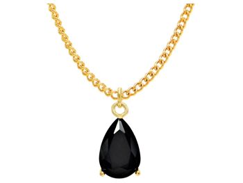 Collier Pierre de Lune Noir Goutte de Pluie Or Jaune 1