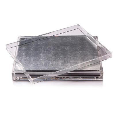 Servebox Clear Silver Leaf Chic Matte Silver