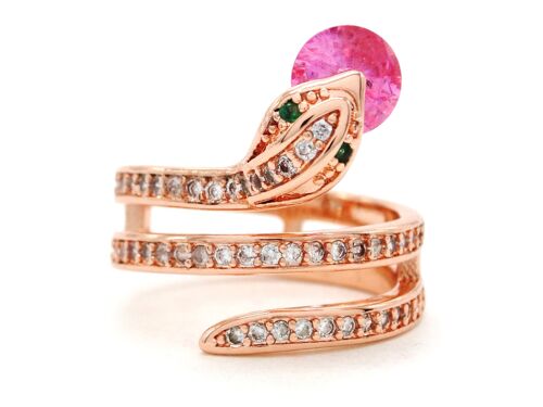 Rose Gold Snake Ring With Pink Gemstone