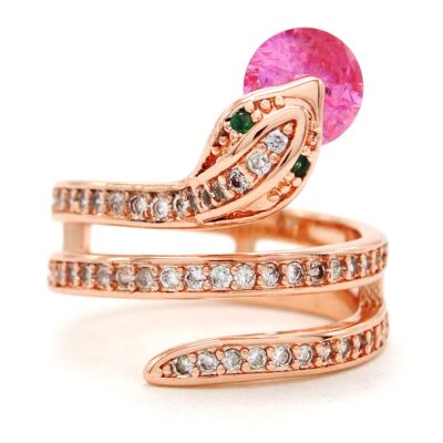Rose Gold Snake Ring With Pink Gemstone