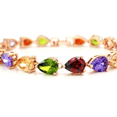 Rose Gold Different Colored Pear Gems Bracelet