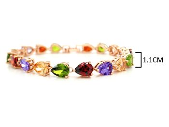 Bracelet en or rose avec pierres de poires de différentes couleurs 3