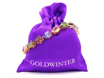 Bracelet en or rose avec pierres de poires de différentes couleurs 4