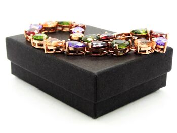 Bracelet en or rose avec pierres de poires de différentes couleurs 5