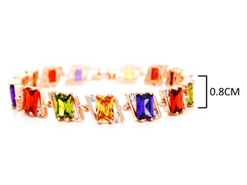 Bracelet de pierres précieuses de couleurs différentes rayonnantes en or rose 3