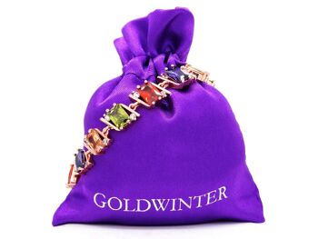 Bracelet de pierres précieuses de couleurs différentes rayonnantes en or rose 4