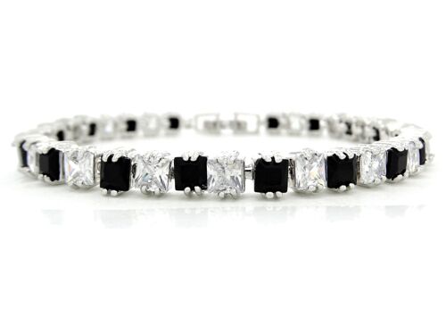 White Gold Princess Black Moonstone And Clear Gems Bracelet