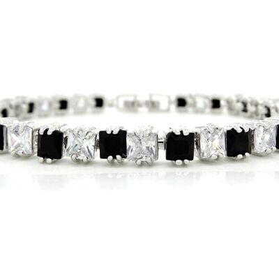 White Gold Princess Black Moonstone And Clear Gems Bracelet