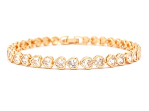 Yellow Gold Heart Chain Gems Bracelet