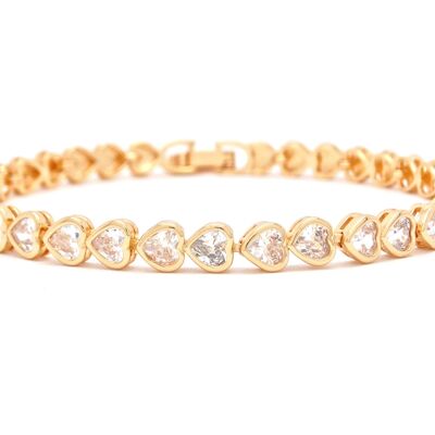 Yellow Gold Heart Chain Gems Bracelet