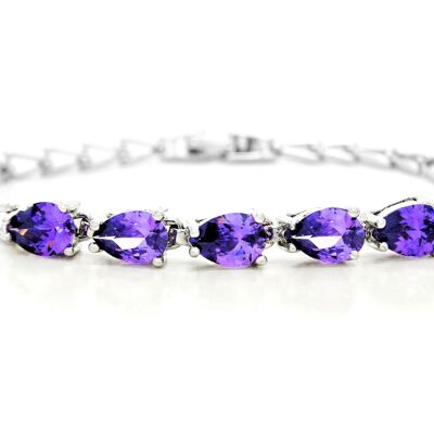Bracelet en argent sterling avec pierres précieuses violettes