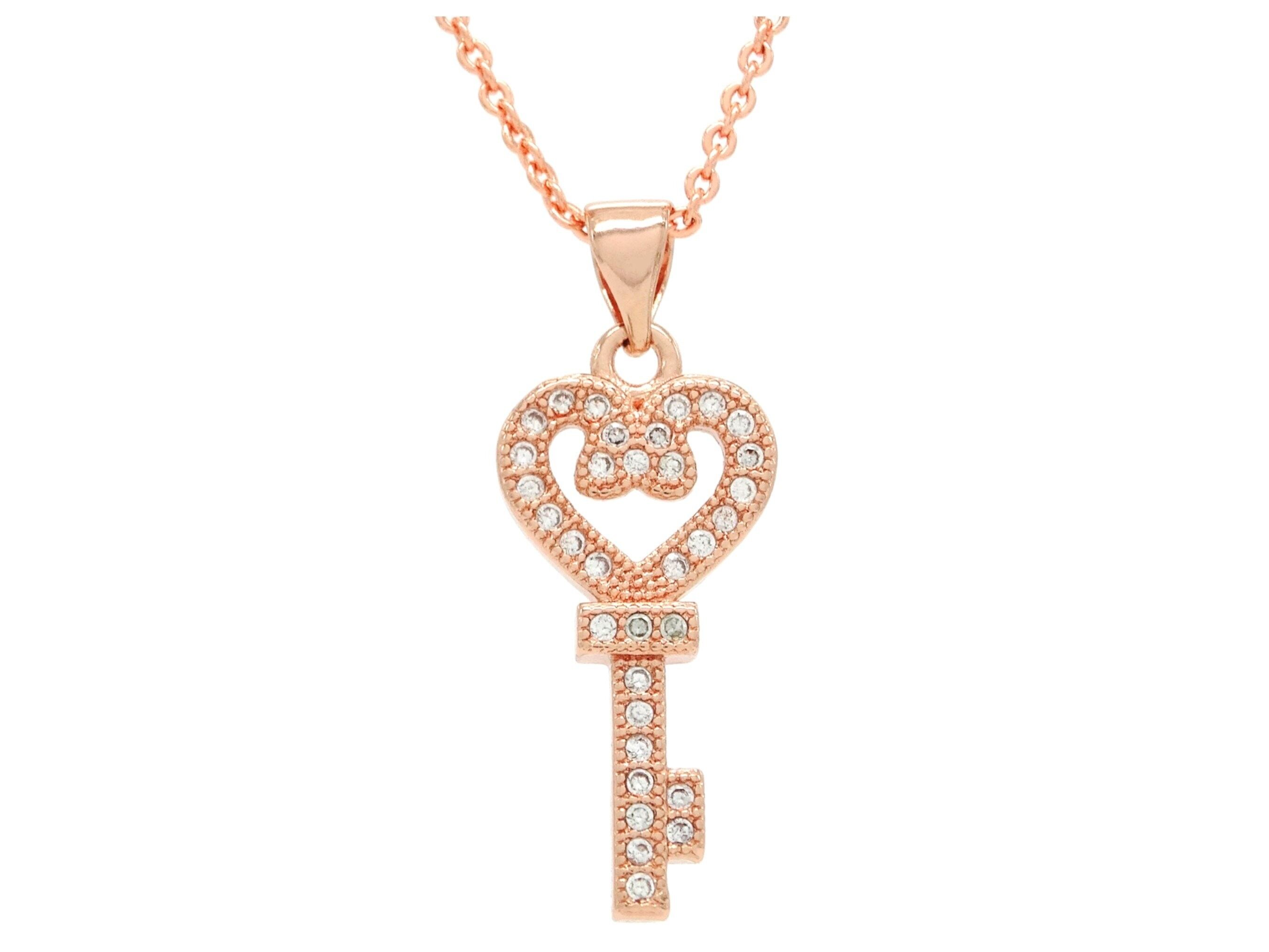 Zales rose clearance gold key necklace