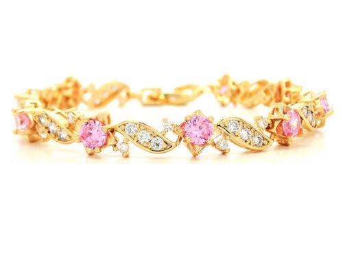 Yellow Gold Pink Gems Bracelet