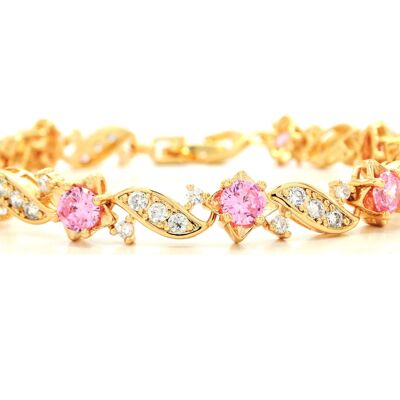 Armband mit rosa Edelsteinen aus Gelbgold