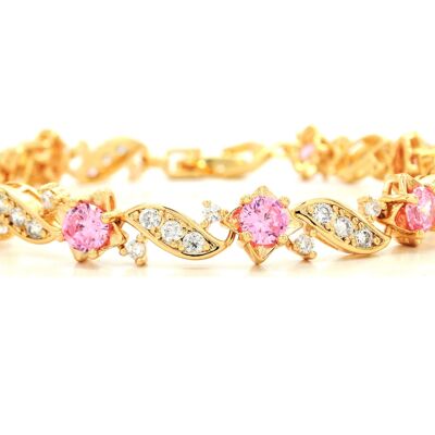 Yellow Gold Pink Gems Bracelet