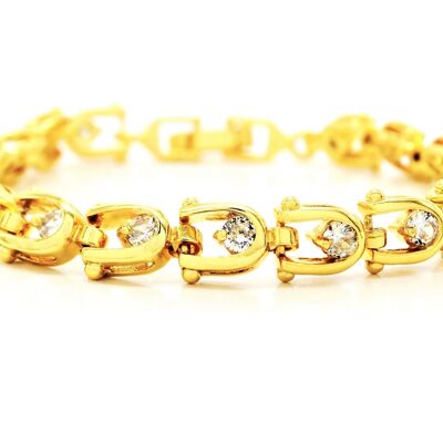 Bracelet Or Jaune Pierres Précieuses Blanches