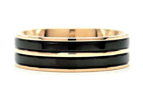 Rose Gold Steel Black Ring