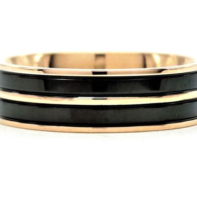 Rose Gold Steel Black Ring