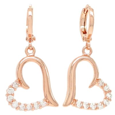 Rose Gold Drop Heart Earrings