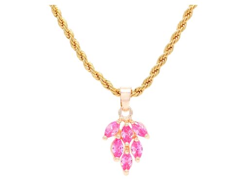 Pink Leaf Gold Necklace