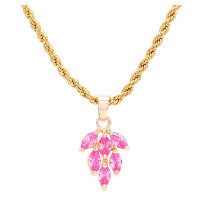 Collier Or Feuille Rose