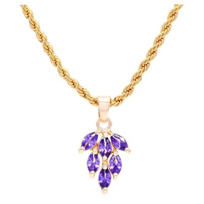 Purple Leaf Gold Necklace