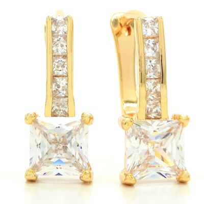 Gold Square Hoop Princess Earrings